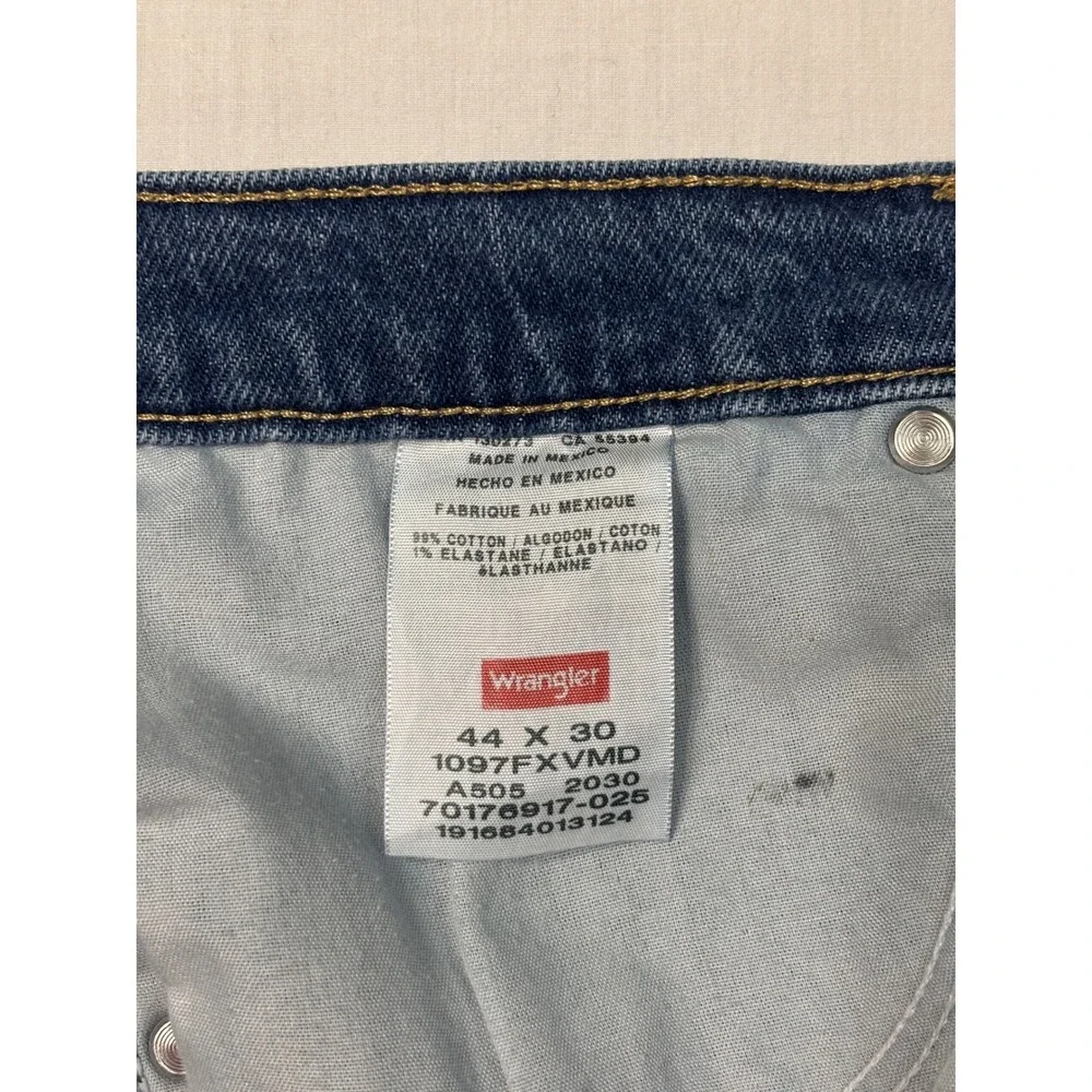 Wrangler Premium Quality Mens Blue Denim Straight Leg Jeans 44x30 1097FXVMD
